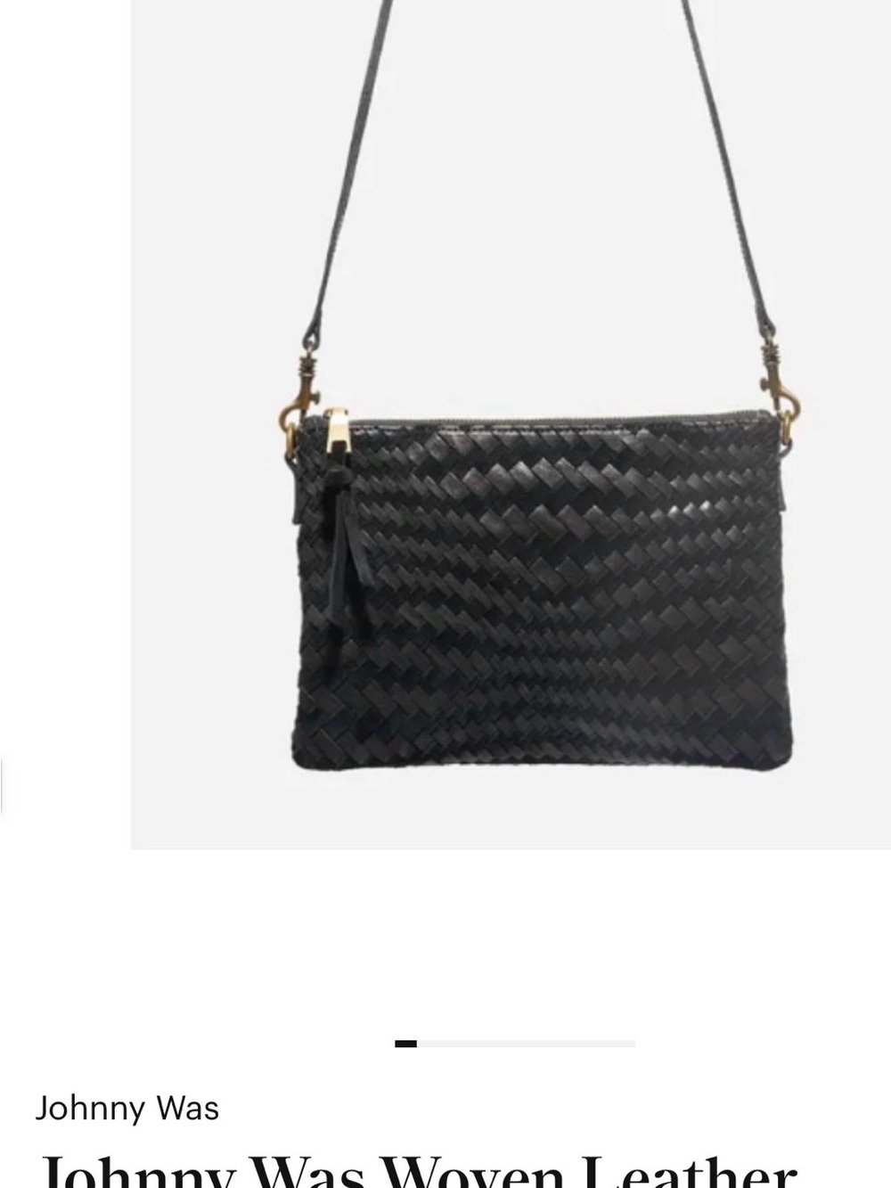 Johnny Was Black Woven Leather Crossbody Bag